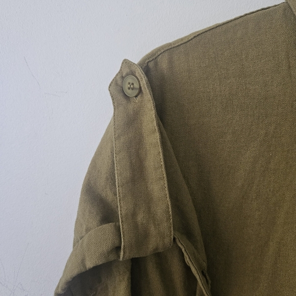 BB Dakota Olive Green Linen-Blend Short Sleeve Romper Size XL - Picture 7 of 12